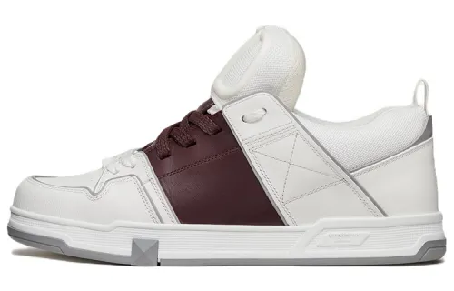 Valentino Open Skate Cow Leather Calfskin Low top Stylish Skateboarding Shoes Men's White Red