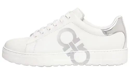 FERRAGAMO Gancini Low top Stylish Skateboarding Shoes Women's White