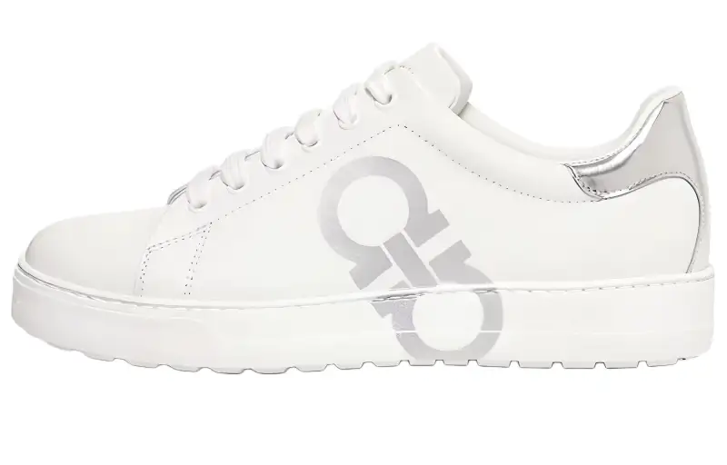 FERRAGAMO Gancini Low top Stylish Skateboarding Shoes Women's White