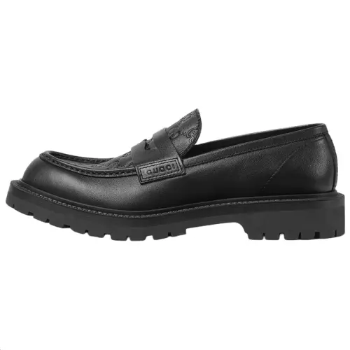 GUCCI Leather Loafers Men's Black