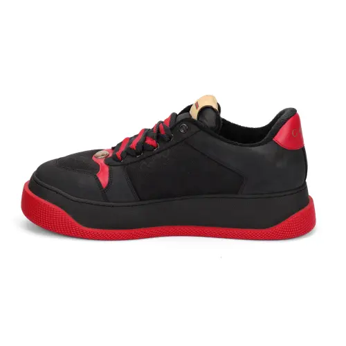 GUCCI Screener Distressed Shoes Canvas Cushioning Low top Skateboard Shoes Men's Black Red