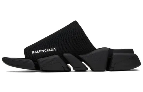 Balenciaga Speed 2.0 Slides 'Black Recycled Knit And Black Sole Unit' Women's