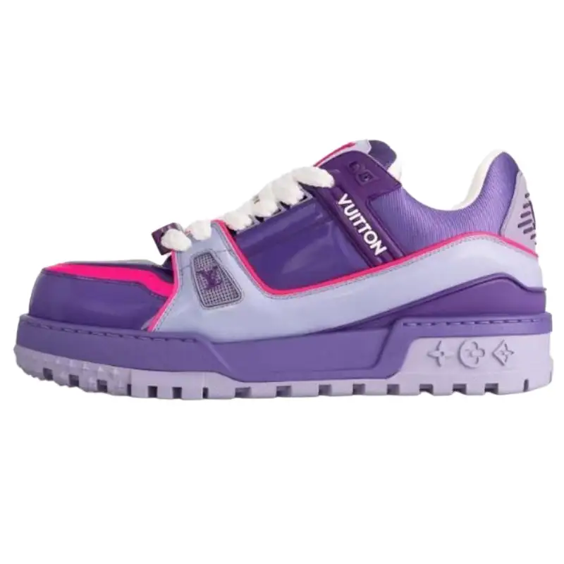 LOUIS VUITTON Trainer Maxi Leather Low top Skateboard Shoes Men's Purple