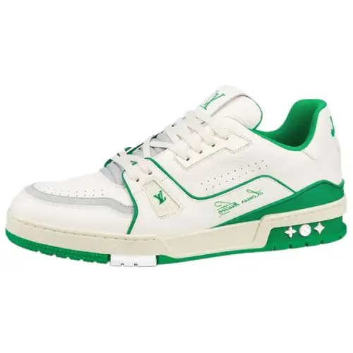 LOUIS VUITTON Trainer Cow Leather, Leather Low top Stylish Skateboarding Shoes Men's Green