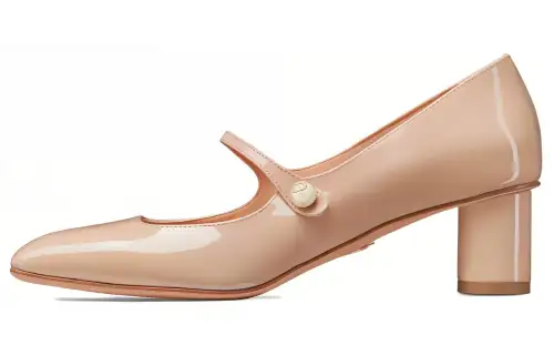 DIOR Jolie Dior Patent Leather Chunky Heel High Heels 5CM Women's Pink