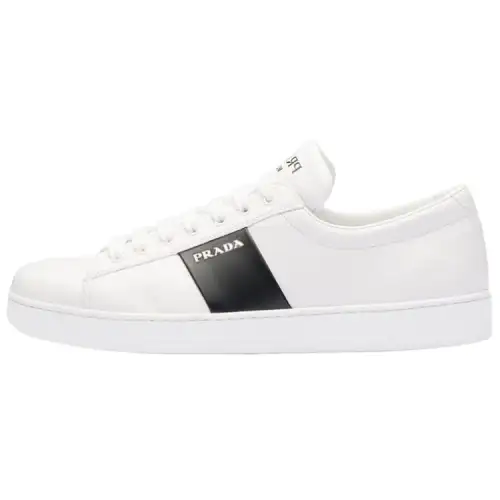 PRADA Leather Low top Stylish Skateboarding Shoes Men's White