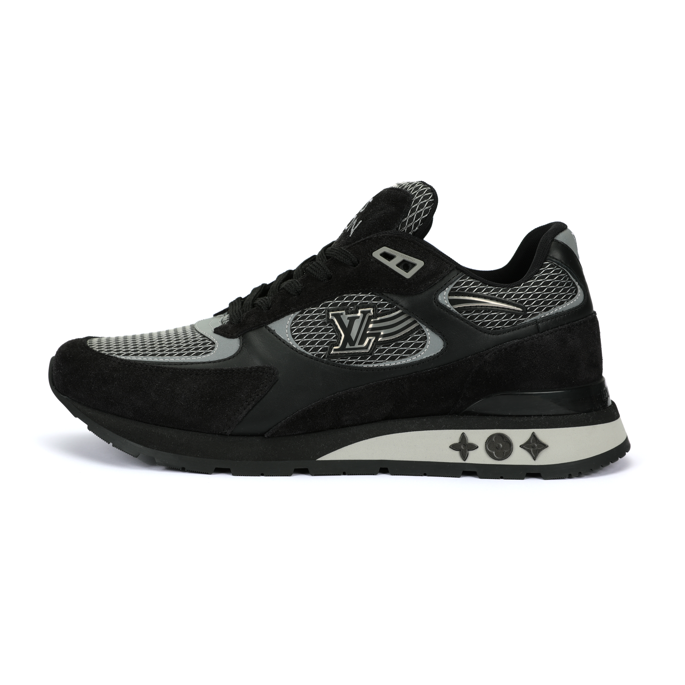 LOUIS VUITTON Run Away Fashion Synthetic Leather Low Top Running Shoes Men's Black Gray