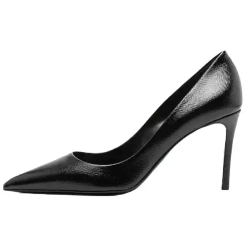 PRADA Leather, Textile Slim Heel High Heels 9cm Women's Black