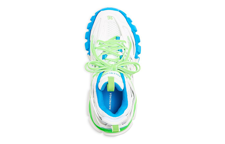 Balenciaga Track 1.0 Fabric Low top Chunky Sneakers Women's White Green