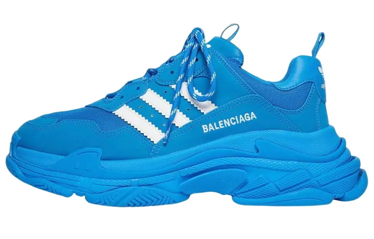 Adidas x Balenciaga Triple S Low top Athletic Shoes Men's Blue