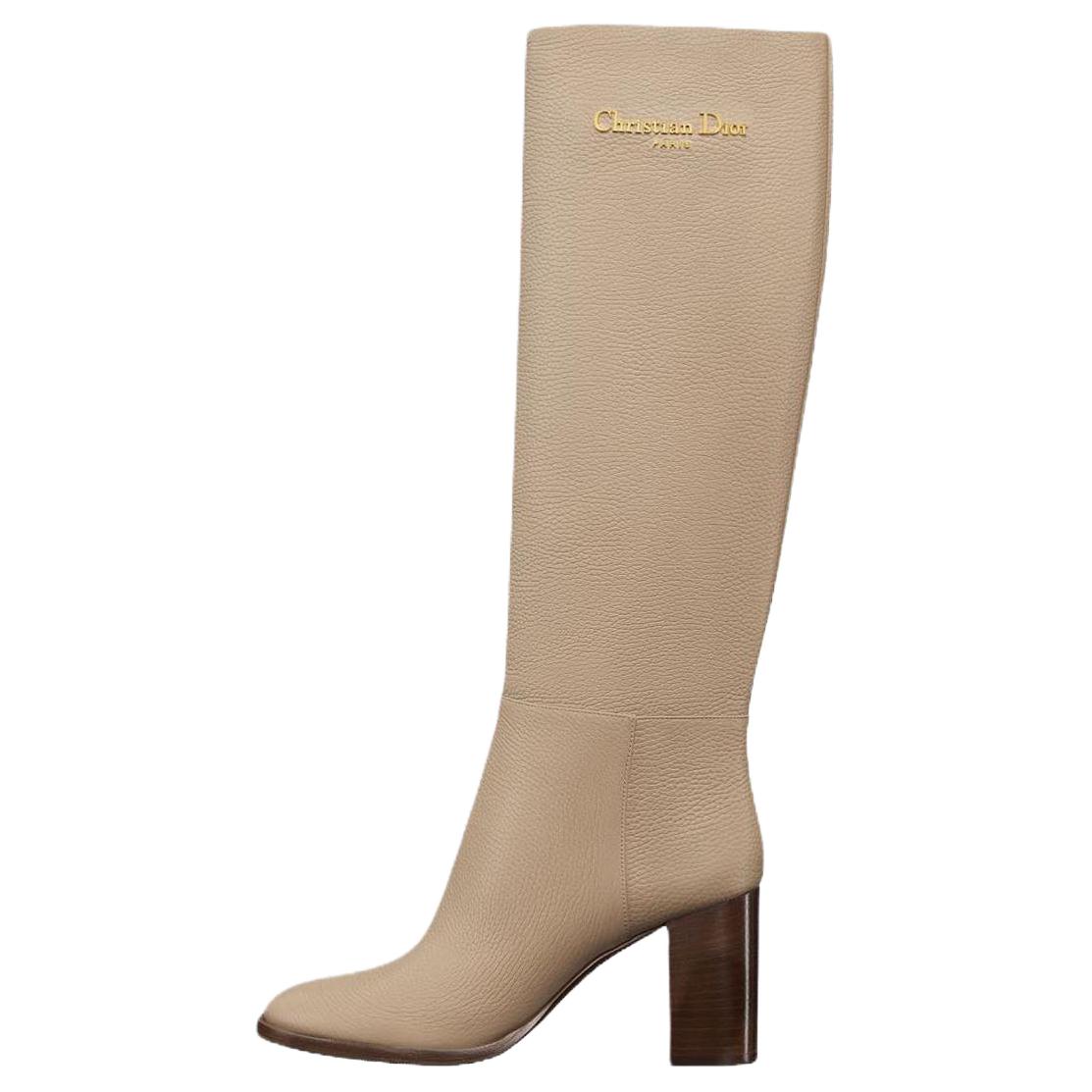 DIOR D Town Knee high Boots 8.5cm Women's Pink Beige