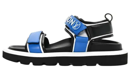 LOUIS VUITTON Fabric Beach Sandals Women's Blue