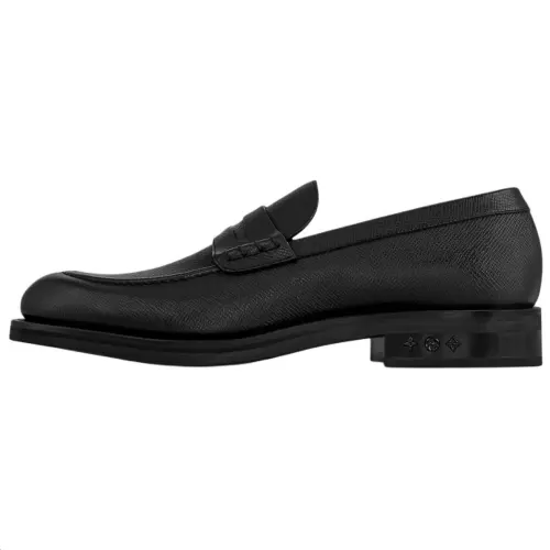 LOUIS VUITTON Fle Leather Casual Shoes Men's Black