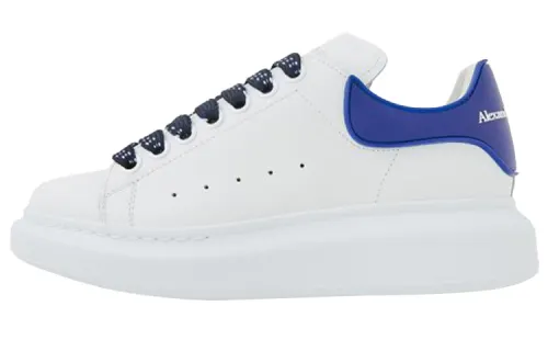 Alexander McQueen Oversized Sneaker Cow Leather Low top Casual Shoes Women's White Blue