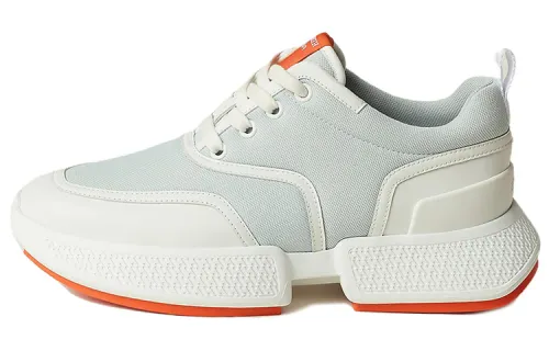 HERMES Giga Textile, Leather Abrasion Resistant Breathable Low top Sports Casual Shoes Women's White Green