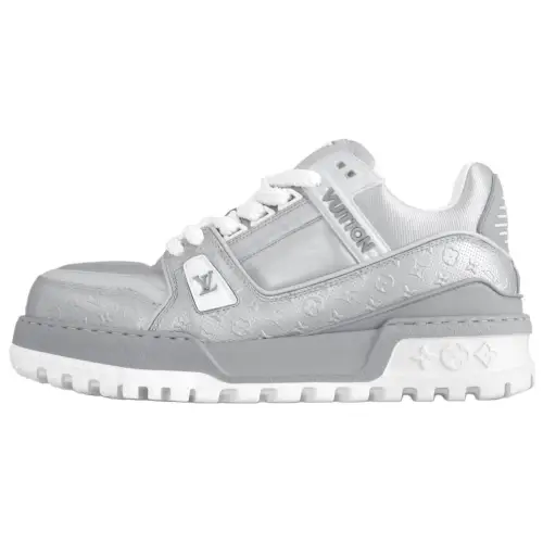 LOUIS VUITTON Trainer Maxi Cow Leather Low top Skateboard Shoes Women's Silver