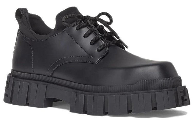 FENDI Force Leather Casual Shoes Men's Black