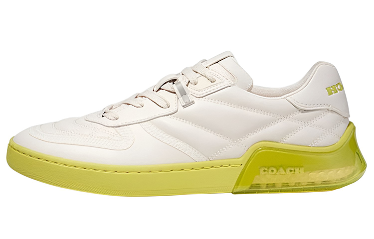 COACH CitySole Leather Low top Stylish Skateboarding Shoes Men's Beige Yellow