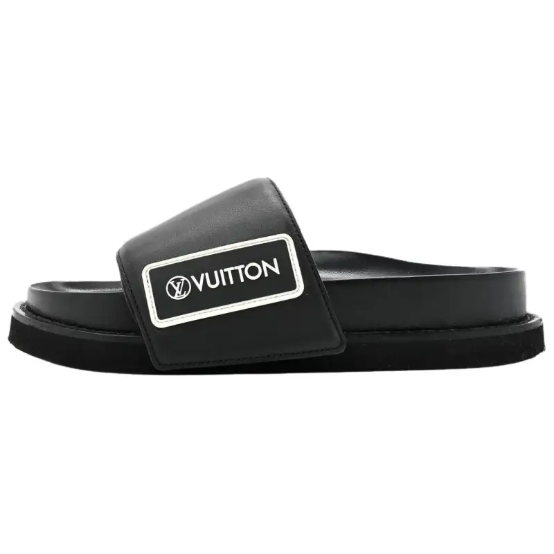 LOUIS VUITTON Sunset Slide Slippers Women's Black White