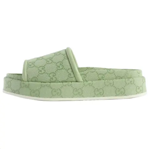 GUCCI Rubber Slide Slippers Women's Green