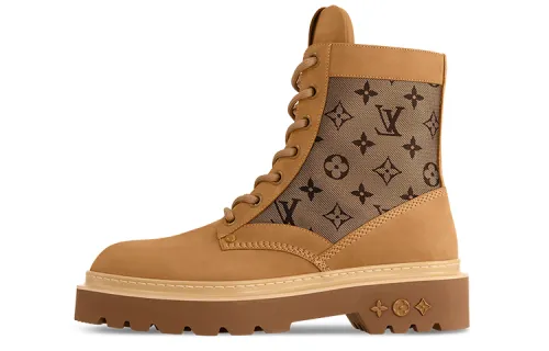 LOUIS VUITTON Ranger Leather Ankle Boots Men's Brown