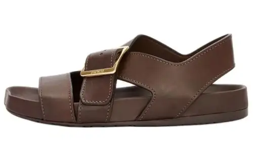 LOEWE Ease Buckle Cow Leather One Strap Sandals 2cm Women's Brown