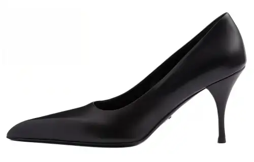 PRADA Leather Slim Heel High Heels 8.5cm Women's Black