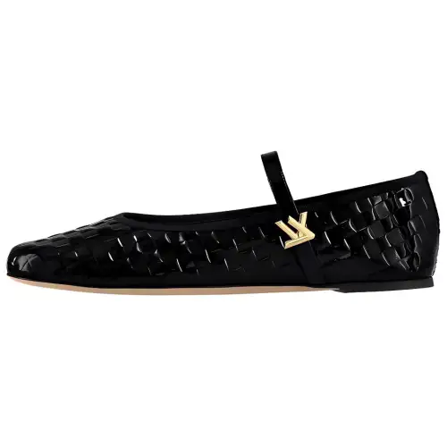 LOUIS VUITTON Romy Leather Flat Casual Shoes Women's Black