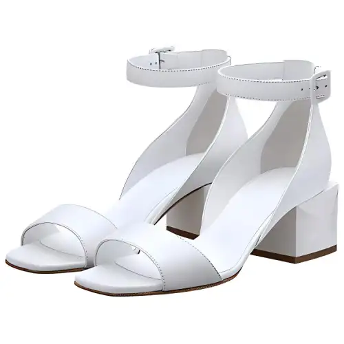 HERMES Leather One Strap Sandals Women's White