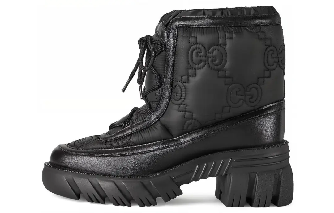 GUCCI GG Abrasion Resistant Short Outdoor Boots 6cm Women's Black