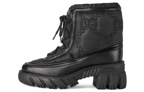 GUCCI GG Abrasion Resistant Abrasion Resistant Short Outdoor Boots 6cm Women's Black
