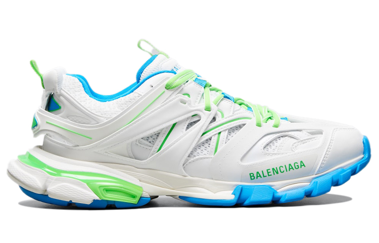 Balenciaga Track 1.0 Fabric Low top Chunky Sneakers Women's White Green