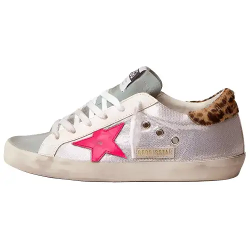 Golden Goose Super Star Low top Stylish Skateboarding Shoes Women's White Gray Red Distressed