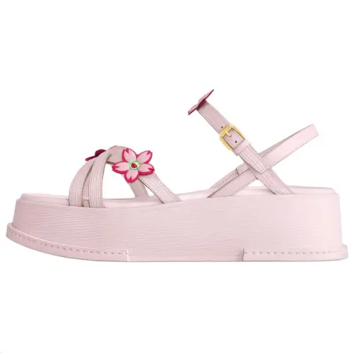 Takashi Murakami x LOUIS VUITTON Cherry Blossom Collection Maya Cow Leather One Strap Sandals 5CM Women's Pink