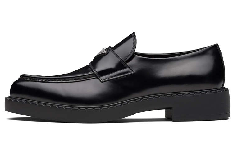 PRADA Chocolate Sharp Brushed Pointed Loafers Black Women's