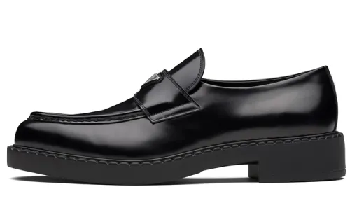 PRADA Chocolate Sharp Brushed Pointed Loafers Black Women's