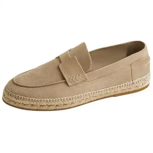 HERMES Trip Suede Espadrilles Men's Beige