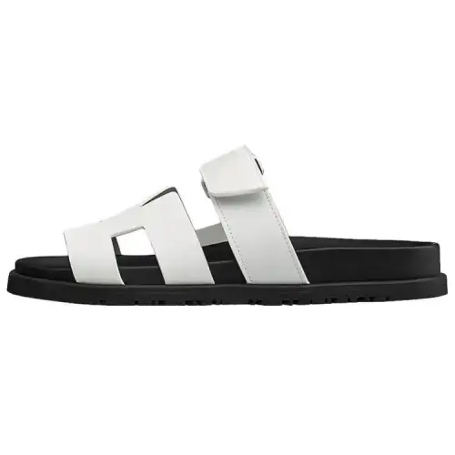 HERMES Chypre Leather Slides Women's