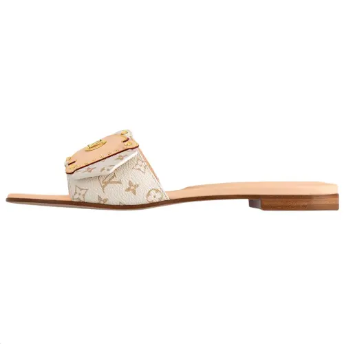 LOUIS VUITTON Slide Slippers Women's Beige