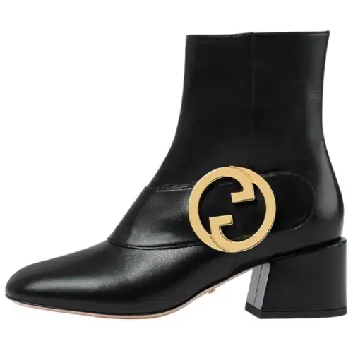 GUCCI Blondie Leather Ankle Boots 5.5cm Women's Black