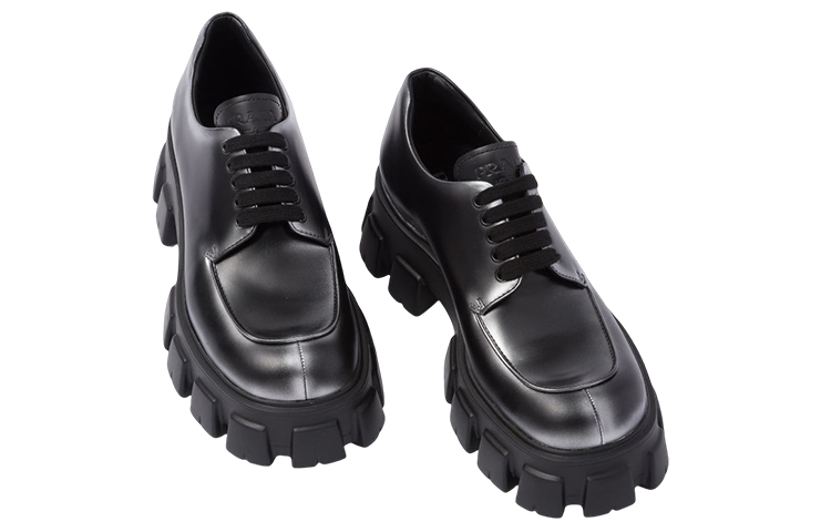 PRADA Moonlith Brushed Leather Lace-up Shoes
