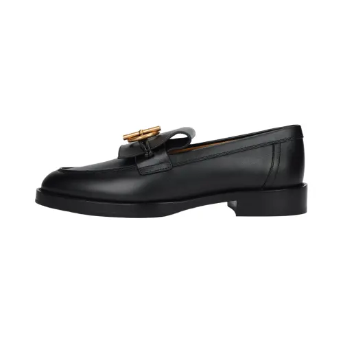 HERMES Impact Leather Loafers Women's Black