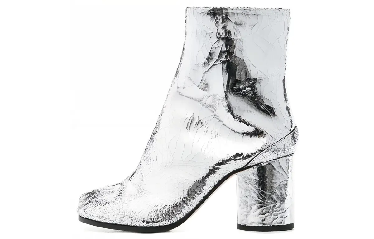 Maison Margiela Tabi Cow Leather Ankle Boots 8cm Women's Silver