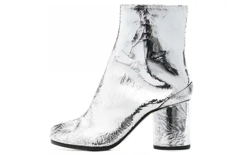 Maison Margiela Tabi Cow Leather Ankle Boots 8cm Women's Silver