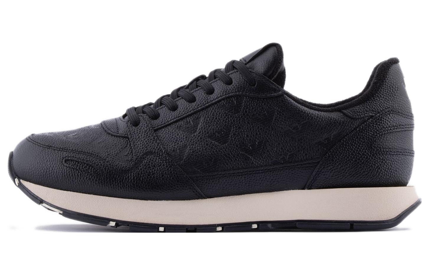 EMPORIO ARMANI Leather Cushioning Low top Sports Casual Shoes Men's Black