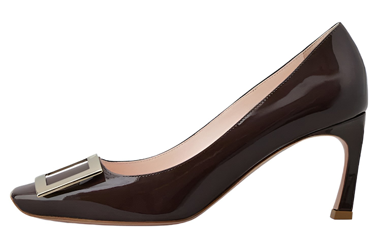 Roger Vivier Roger Vivier patent leather square toe pull-on stiletto high heels women's burgundy