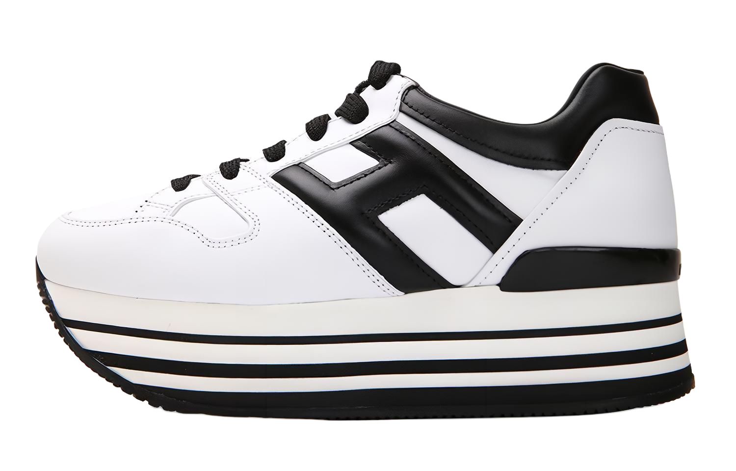 HOGAN H283 Leather Platform Shoes Low top Casual Shoes Women's White