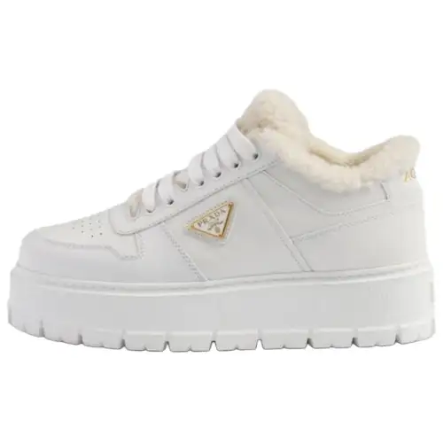 PRADA Leather Low top Skateboard Shoes Women's White