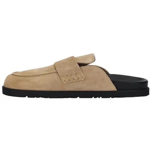 HERMES Go Closed Toe Slippers Women's Beige Yellow