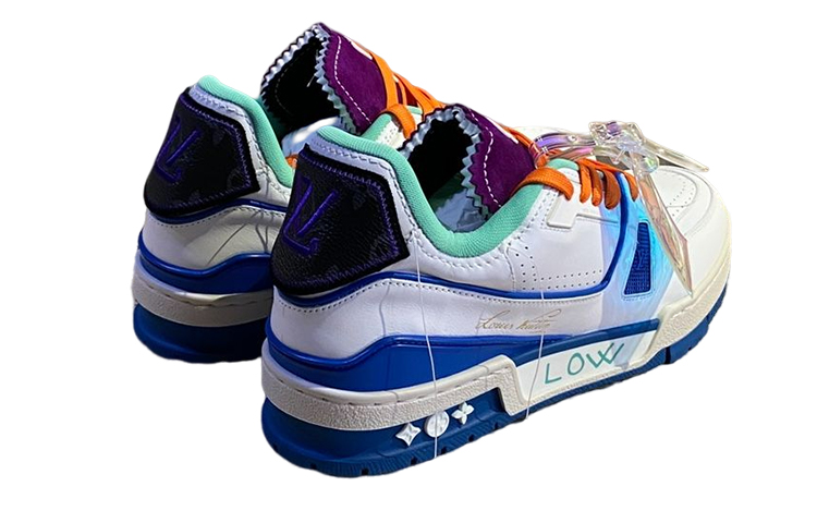 Мужские кеды Louis Vuitton Trainer (бело-синий) — фото 4
